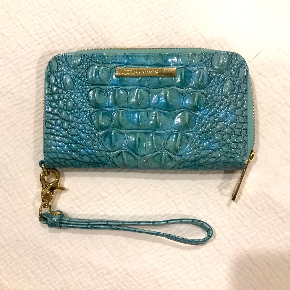 Brahmin wristlet wallet.  Aquamarine.  Gently used.